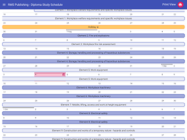 Screen shot of RMS Study Schedule website
